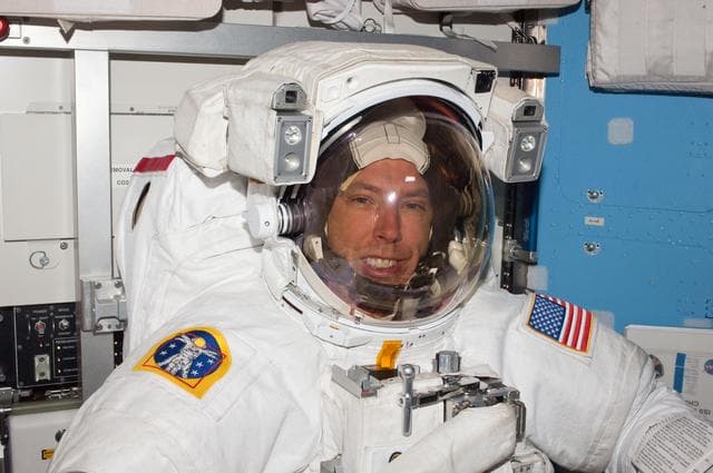 NASA image: Feustel in A/L during EVA 1 Preparations