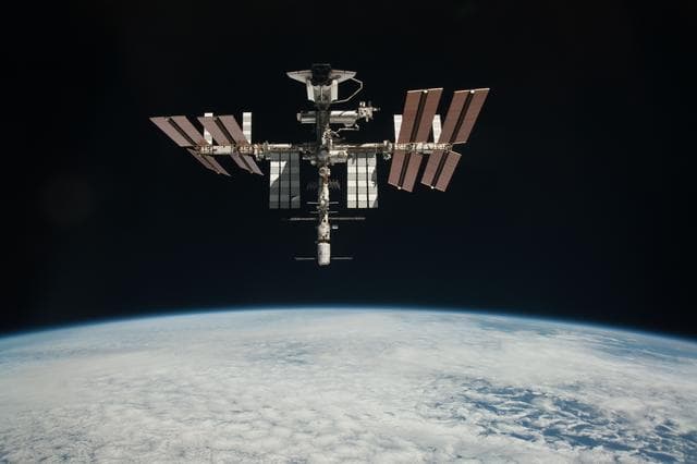 NASA image: Soyuz flyaround imagery of STS-134 Endeavour docked to the ISS