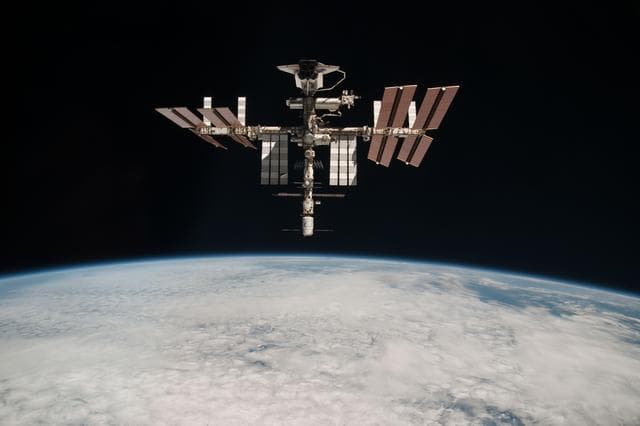 NASA image: Soyuz flyaround imagery of STS-134 Endeavour docked to the ISS
