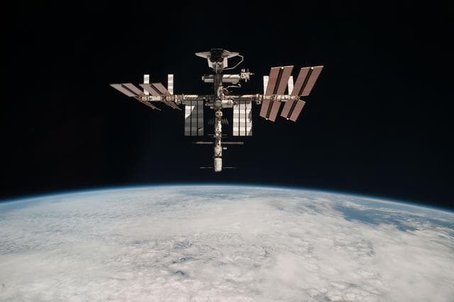 NASA image: Soyuz flyaround imagery of STS-134 Endeavour docked to the ISS