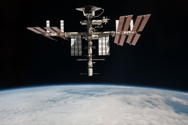 NASA image: Soyuz flyaround imagery of STS-134 Endeavour docked to the ISS