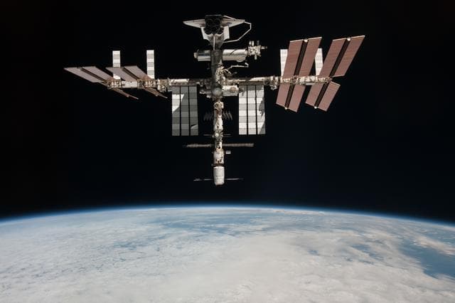 NASA image: Soyuz flyaround imagery of STS-134 Endeavour docked to the ISS