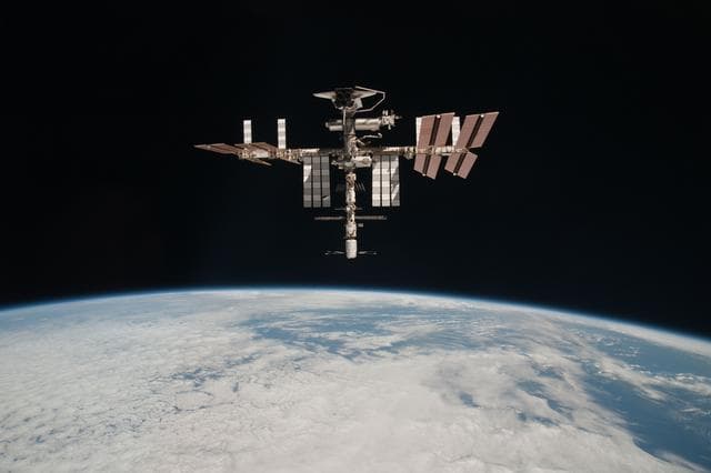 NASA image: Soyuz flyaround imagery of STS-134 Endeavour docked to the ISS