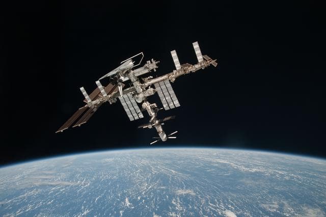NASA image: Soyuz flyaround imagery of STS-134 Endeavour docked to the ISS