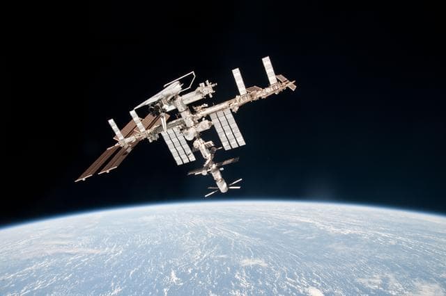 NASA image: Soyuz flyaround imagery of STS-134 Endeavour docked to the ISS