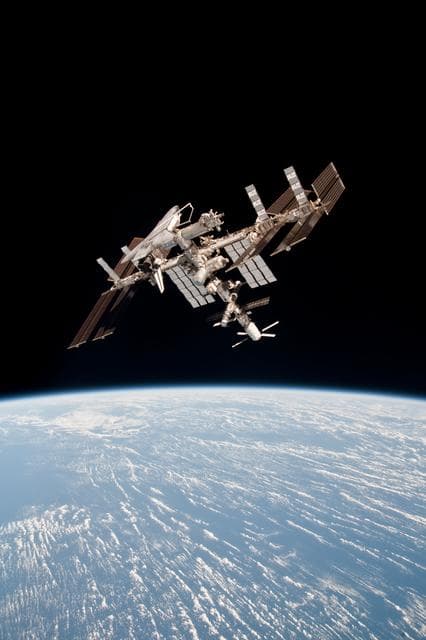 NASA image: Soyuz flyaround imagery of STS-134 Endeavour docked to the ISS