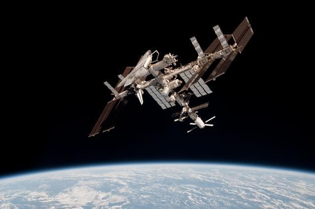 NASA image: Soyuz flyaround imagery of STS-134 Endeavour docked to the ISS