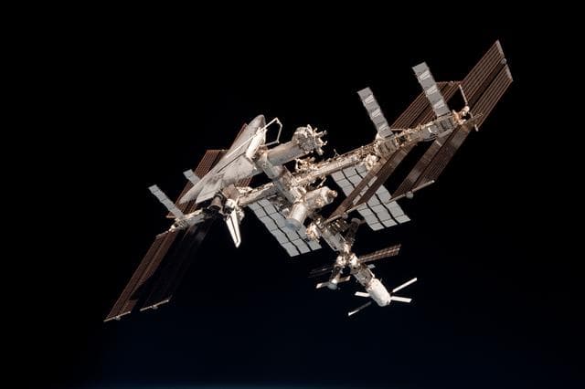NASA image: Soyuz flyaround imagery of STS-134 Endeavour docked to the ISS