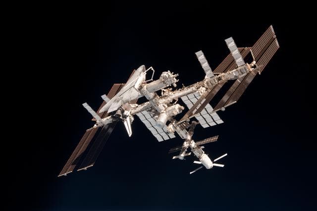 NASA image: Soyuz flyaround imagery of STS-134 Endeavour docked to the ISS