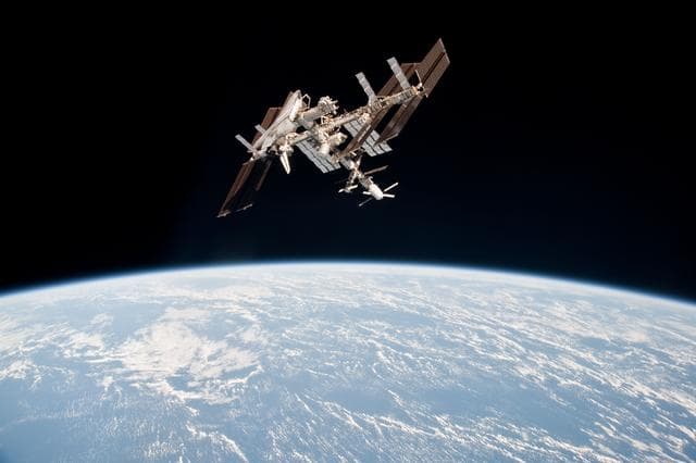 NASA image: Soyuz flyaround imagery of STS-134 Endeavour docked to the ISS
