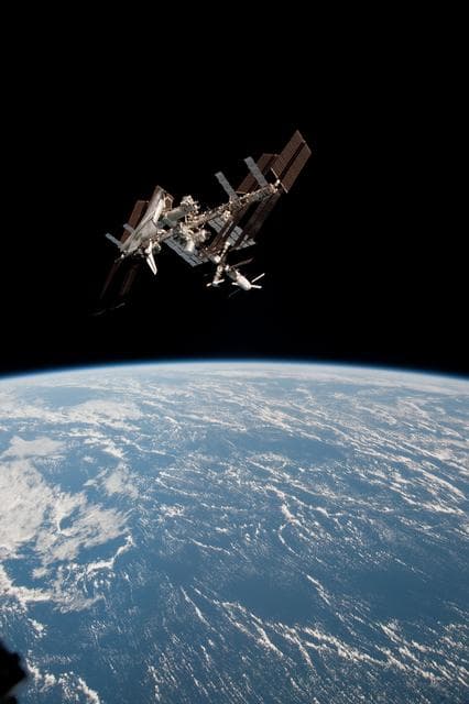 NASA image: Soyuz flyaround imagery of STS-134 Endeavour docked to the ISS