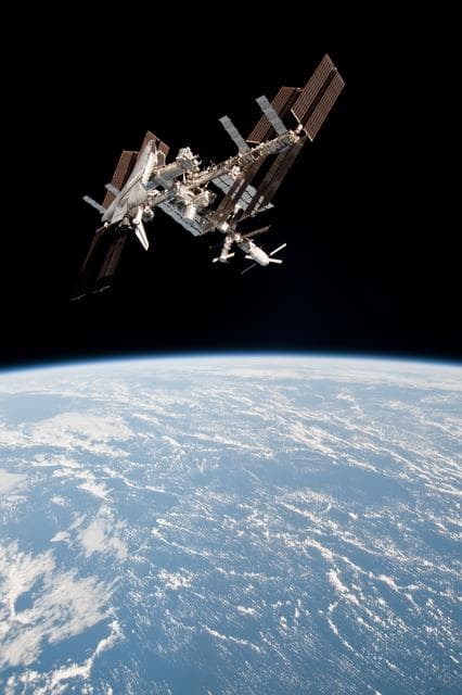 NASA image: Soyuz flyaround imagery of STS-134 Endeavour docked to the ISS