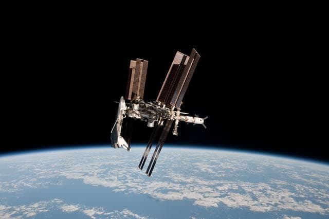 NASA image: Soyuz flyaround imagery of STS-134 Endeavour docked to the ISS