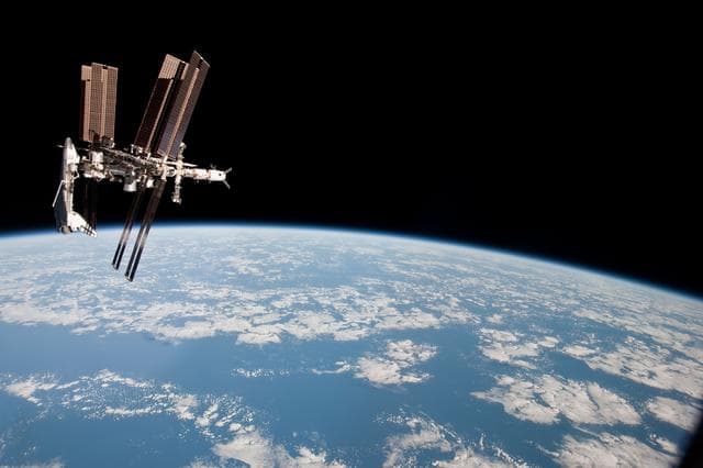 NASA image: Soyuz flyaround imagery of STS-134 Endeavour docked to the ISS