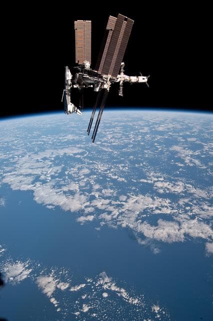 NASA image: Soyuz flyaround imagery of STS-134 Endeavour docked to the ISS