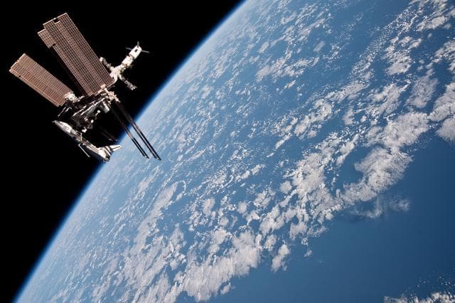 NASA image: Soyuz flyaround imagery of STS-134 Endeavour docked to the ISS