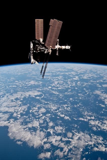 NASA image: Soyuz flyaround imagery of STS-134 Endeavour docked to the ISS