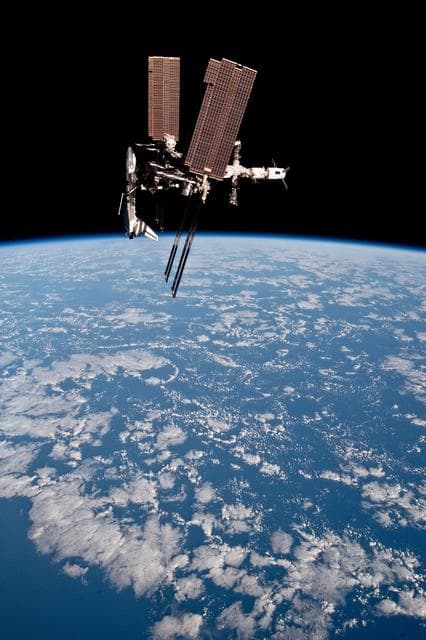 NASA image: Soyuz flyaround imagery of STS-134 Endeavour docked to the ISS