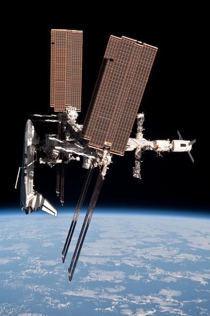 NASA image: Soyuz flyaround imagery of STS-134 Endeavour docked to the ISS