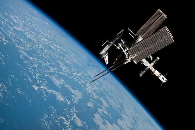 NASA image: Soyuz flyaround imagery of STS-134 Endeavour docked to the ISS