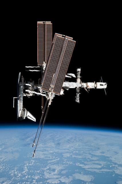 NASA image: Soyuz flyaround imagery of STS-134 Endeavour docked to the ISS