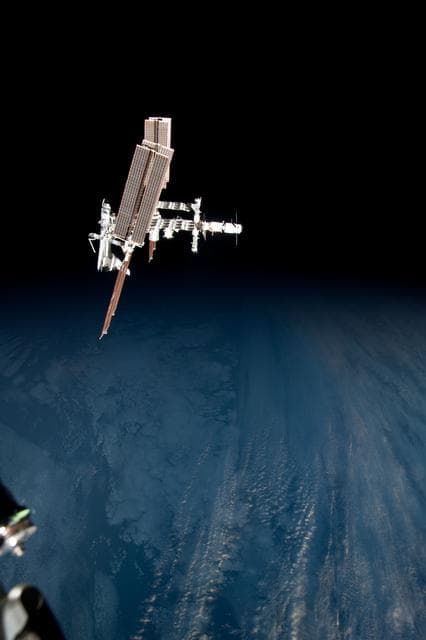 NASA image: Soyuz flyaround imagery of STS-134 Endeavour docked to the ISS