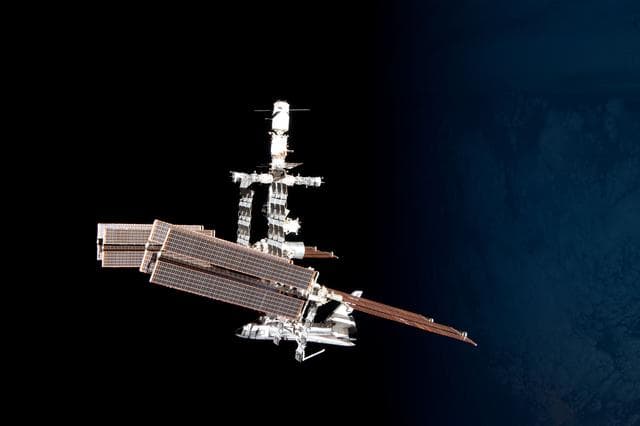 NASA image: Soyuz flyaround imagery of STS-134 Endeavour docked to the ISS