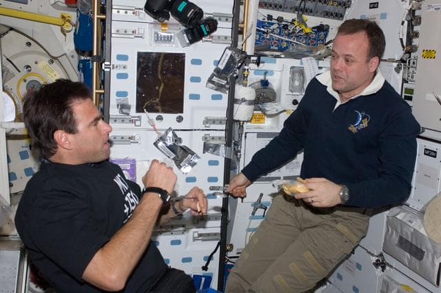 NASA image: View of STS-134 / Expedition 28 Crew Members on board Endeavour during Joint Operations