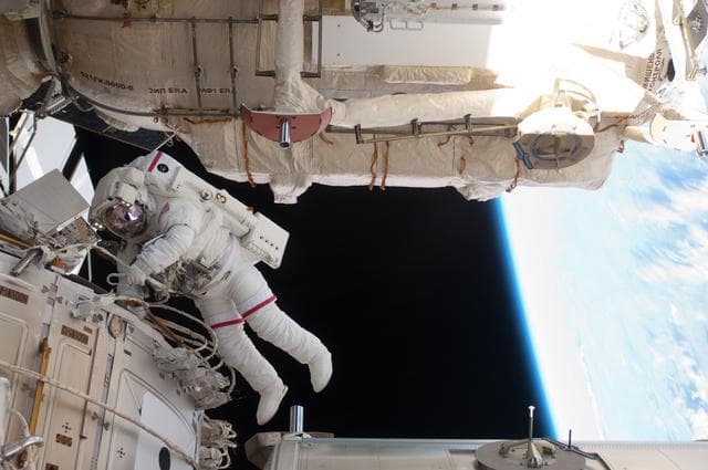 NASA image: View of STS-134 MS Feustel working during EVA-3