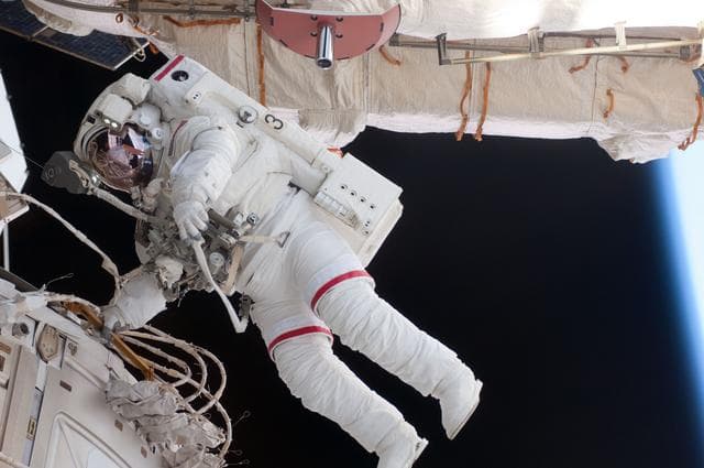 NASA image: View of STS-134 MS Feustel working during EVA-3