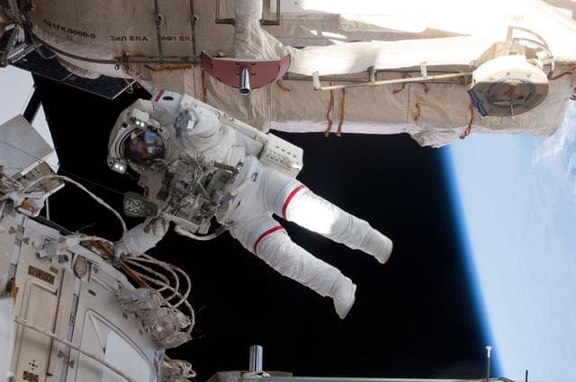 NASA image: View of STS-134 MS Feustel working during EVA-3