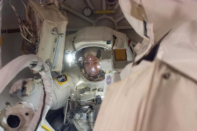 NASA image: View of STS-134 MS Feustel working during EVA-3