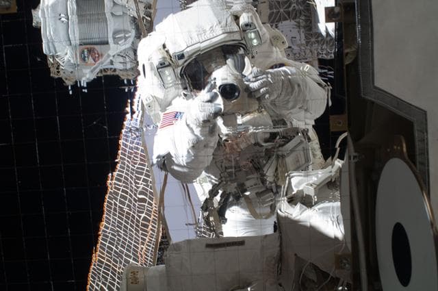 NASA image: View of STS-134 MS Fincke during EVA-3
