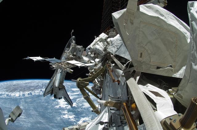 NASA image: STS-134 MS Fincke during EVA-4