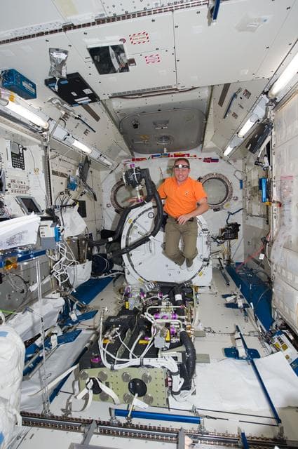 NASA image: View of STS-134 MS Fincke working on the CDRA