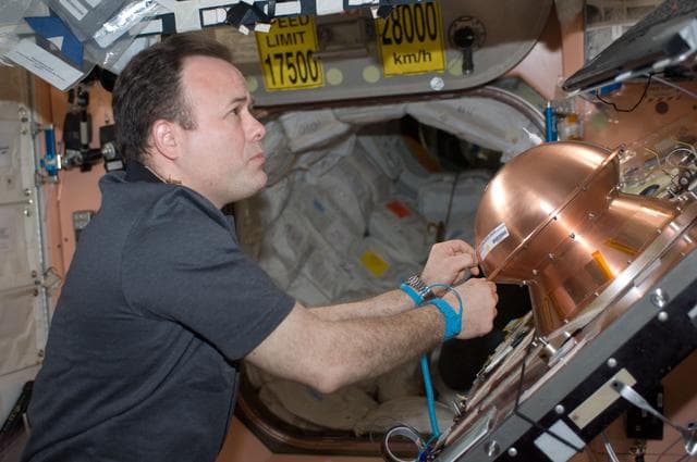 NASA image: Expedition 28 FE Garan prepares the REBR for Installation in the ATV-2
