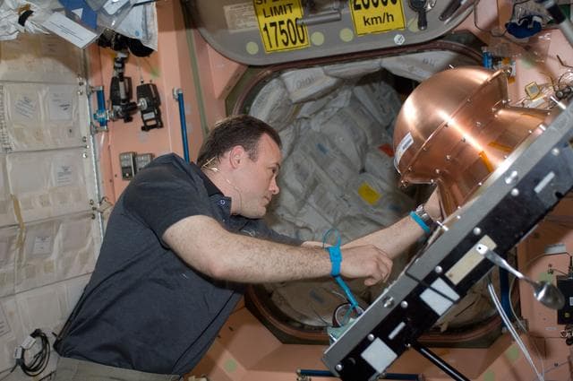 NASA image: Expedition 28 FE Garan prepares the REBR for Installation in the ATV-2