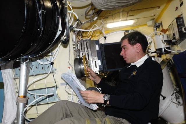 NASA image: FE Volkov works with the KPT-21 PK-3+ Plasma Crystal-3+ Telescience Payload