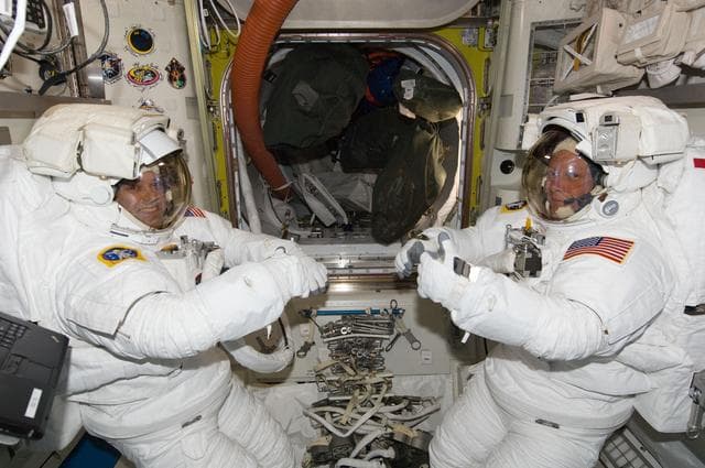 NASA image: Expedition 28 Crew Members participate in EVA Dry Run