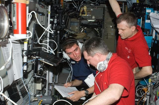 NASA image: Expedition 28 Crew Members monitor Progress Approach/Docking
