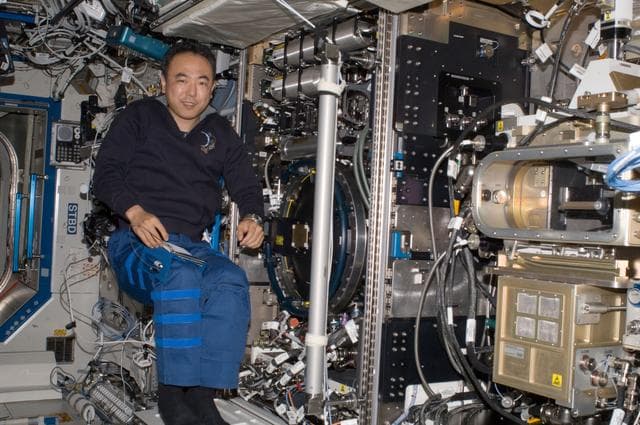 NASA image: View of Expedition 28 FE Furukawa posing for a photo in the US Lab