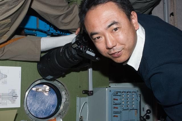 NASA image: View of Expedition 28 Crew Member posing for photo in the Service Module