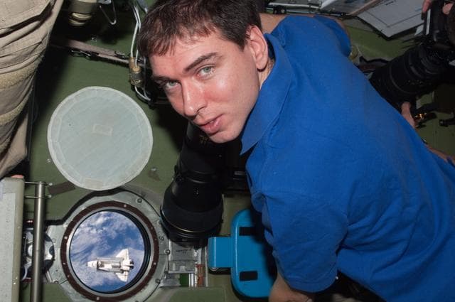 NASA image: View of Expedition 28 Crew Member posing for photo in the Service Module