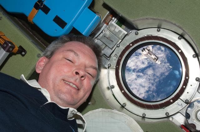 NASA image: View of Expedition 28 Crew Member posing for photo in the Service Module