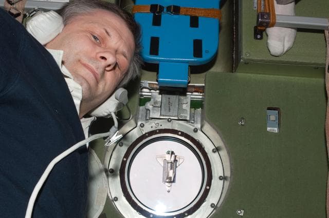NASA image: View of Expedition 28 Crew Member posing for photo in the Service Module