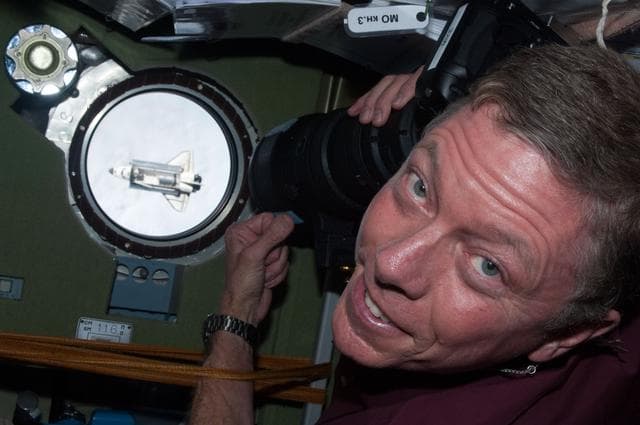 NASA image: View of Expedition 28 Crew Member posing for photo in the Service Module