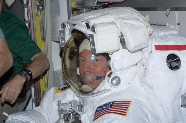 NASA image: View of Expedition 28 FE Fossum in the Airlock prior to a session of EVA
