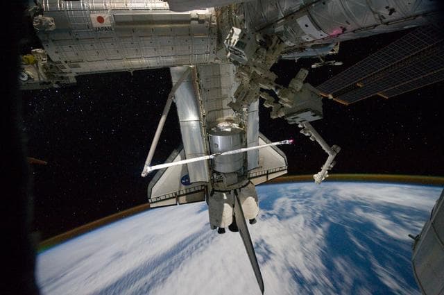 NASA image: STS-135 Shuttle Atlantis docked to the ISS