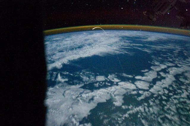 NASA image: Shuttle Atlantis enters Earth's Atmosphere