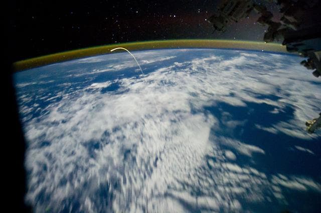 NASA image: Shuttle Atlantis enters Earth's Atmosphere